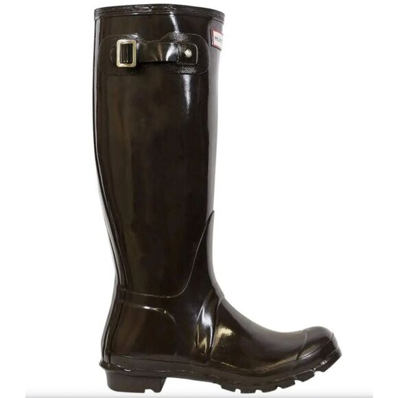 Hunter original kids Gloss Tall Black Rubber Rain Boots F 5 M 4 - Picture 1 of 11
